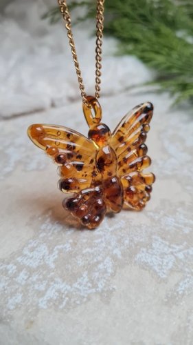 Pendentif papillon oversize style verre de Murano double couleur