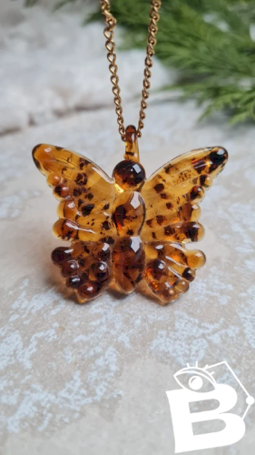 Pendentif papillon oversize style verre de Murano double couleur