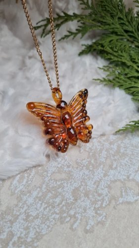 Pendentif papillon oversize style verre de Murano double couleur