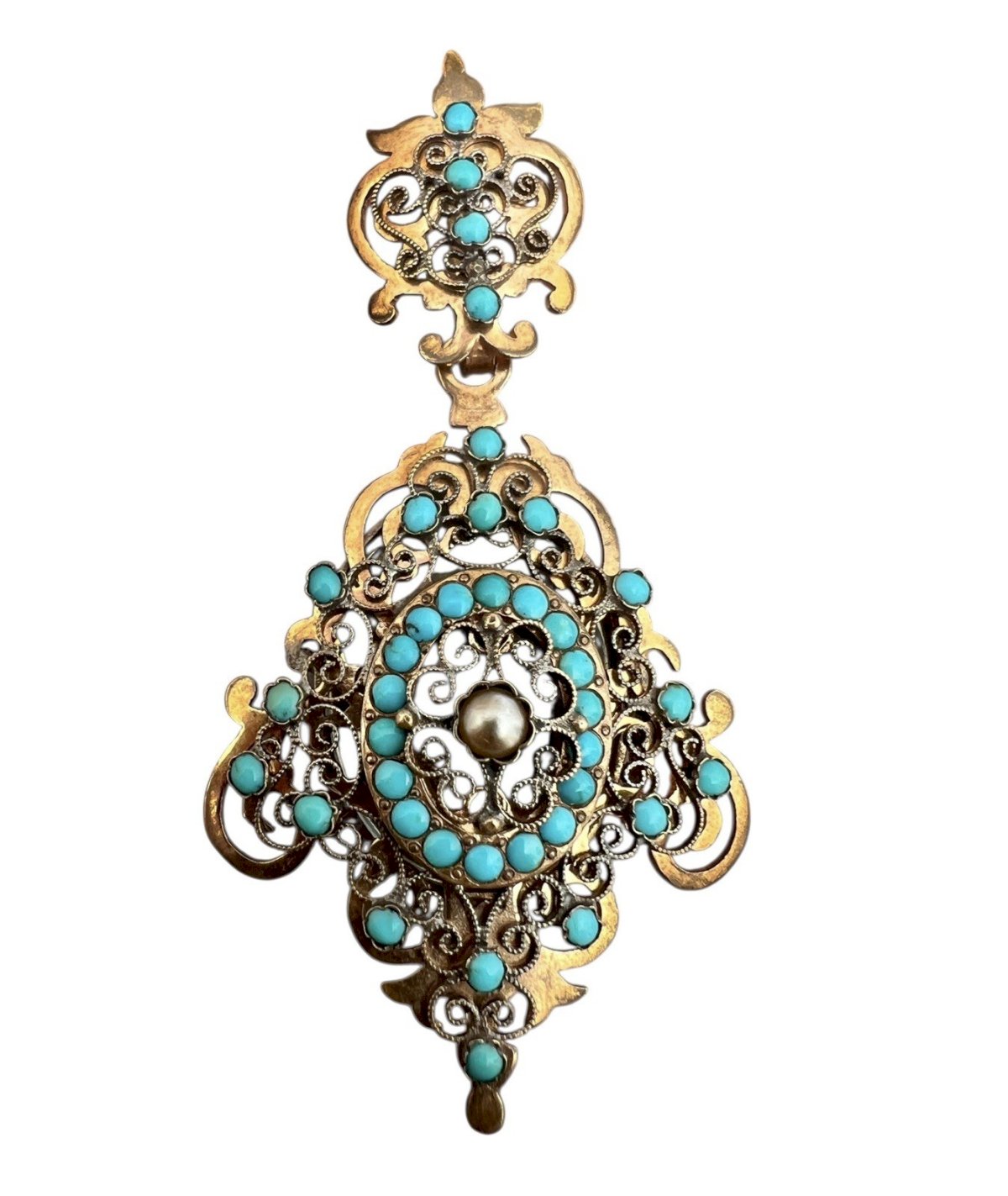 Pendentif Ancien Porte-photo En Argent - Style Noeud Napoléon III - Occasion Bon état (un Seul Verre)