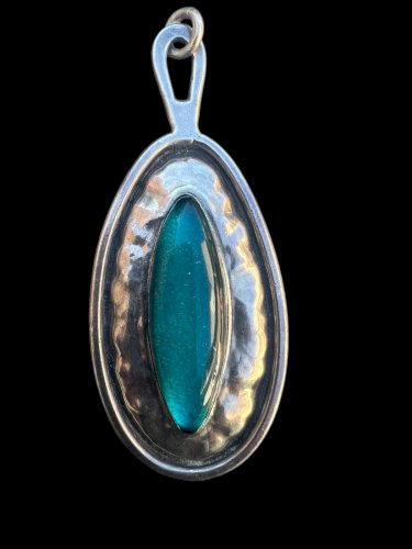 Pendentif vintage vers 1960 Collection Unisexe Couture Design Cabochon Verre