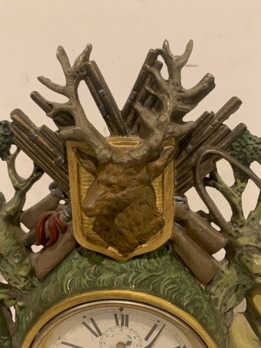 Pendule en régule polychrome Décor de marin Breton XX siècle