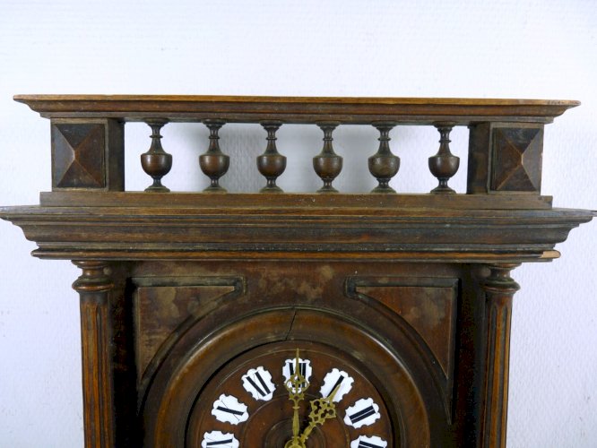 Pendule Murale en Bois et Plaques Emailles Henri II H - 57,5 cm