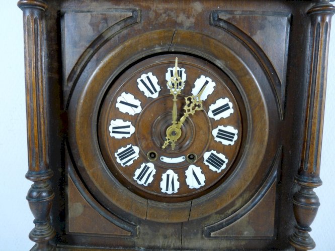 Pendule Murale en Bois et Plaques Emailles Henri II H - 57,5 cm