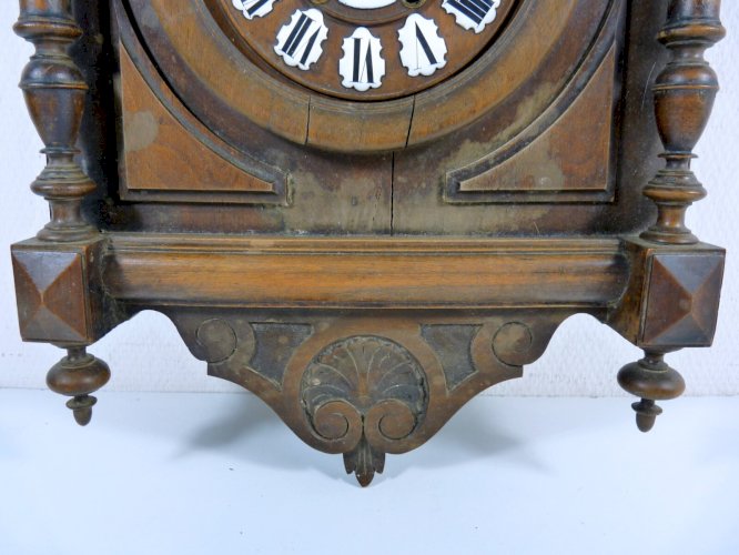 Pendule Murale en Bois et Plaques Emailles Henri II H - 57,5 cm