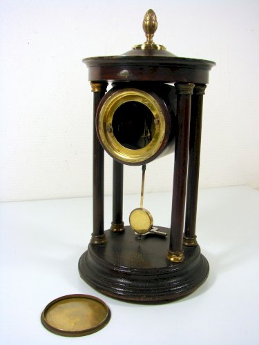 Pendule Portique en Bois et Laiton Sculpté Napoléon III H - 33 cm
