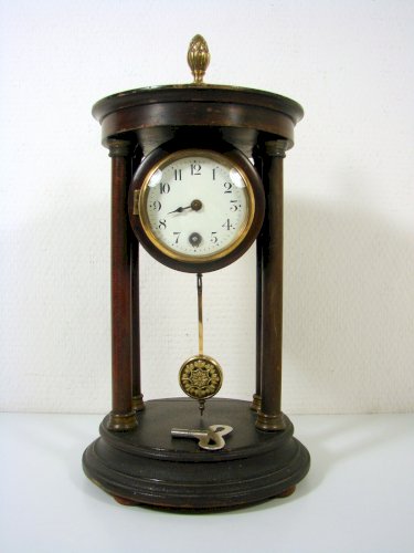 Pendule Portique en Bois et Laiton Sculpté Napoléon III H - 33 cm