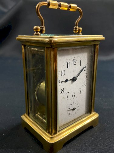 Pendulette de voyage dite d'officier en laiton doré XIXe Napoléon III