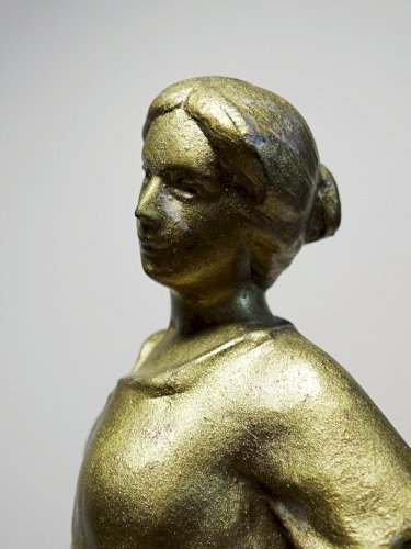 Personnage en régule dorée ancien Paysanne au fagot XIX-XXe
