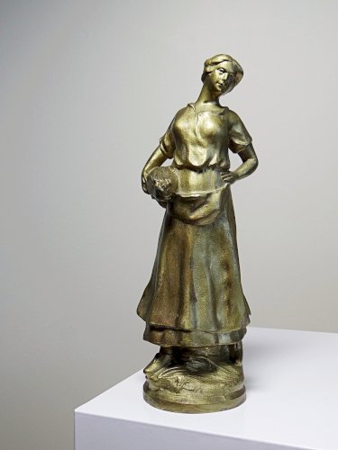 Personnage en régule dorée ancien Paysanne au fagot XIX-XXe