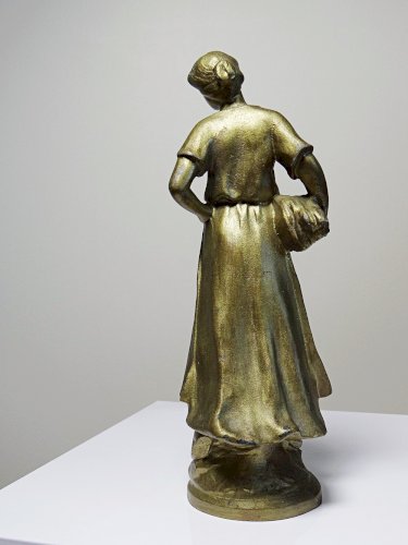 Personnage en régule dorée ancien Paysanne au fagot XIX-XXe