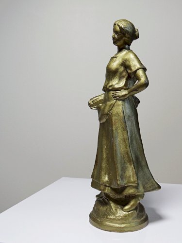 Personnage en régule dorée ancien Paysanne au fagot XIX-XXe