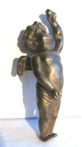 Little Napoleon III clock cherub, gilded bronze sculpture