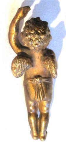 Petit angelot de pendule Napoléon III, sculpture bronze doré