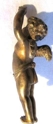 Petit angelot de pendule Napoléon III, sculpture bronze doré