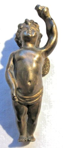 Petit angelot de pendule Napoléon III, sculpture bronze doré