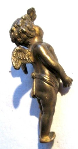 Petit angelot de pendule Napoléon III, sculpture bronze doré