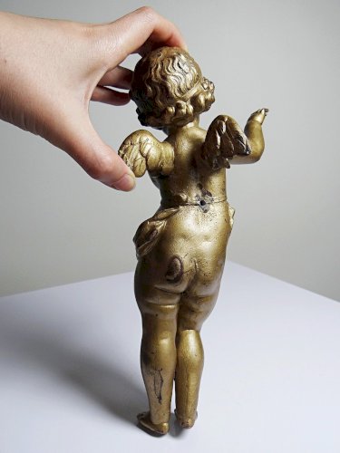 Petit angelot, putto en bronze doré ancien élément décoratif XIXe