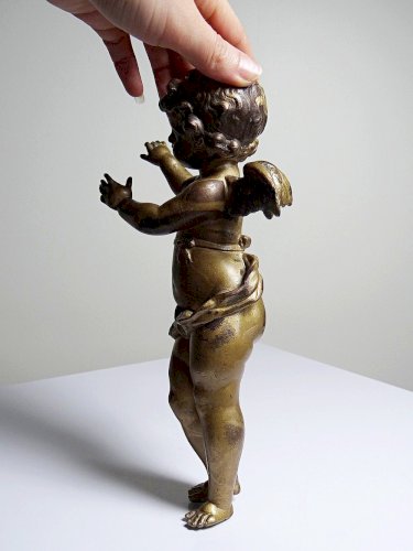 Petit angelot, putto en bronze doré ancien élément décoratif XIXe