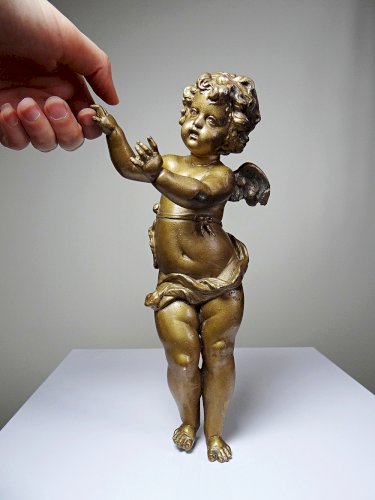 Petit angelot, putto en bronze doré ancien élément décoratif XIXe