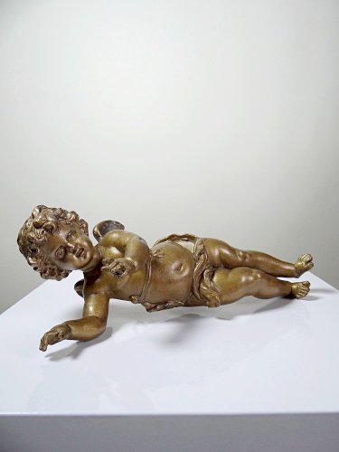 Petit angelot, putto en bronze doré ancien élément décoratif XIXe