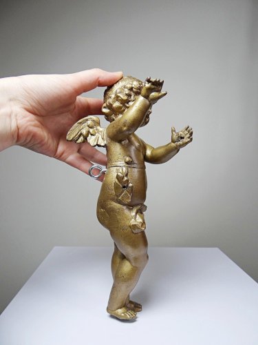 Petit angelot, putto en bronze doré ancien élément décoratif XIXe