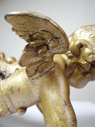 Petit angelot, putto en bronze doré ancien élément décoratif XIXe
