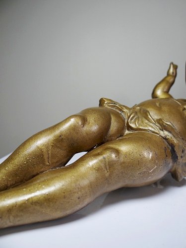 Petit angelot, putto en bronze doré ancien élément décoratif XIXe