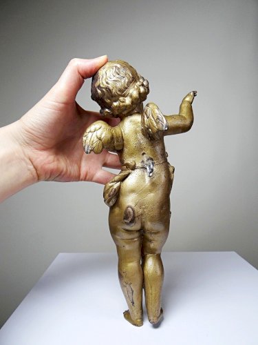 Petit angelot, putto en bronze doré ancien élément décoratif XIXe