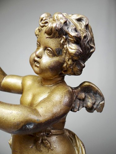 Petit angelot, putto en bronze doré ancien élément décoratif XIXe