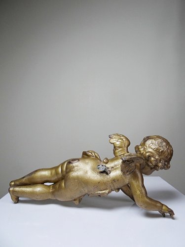 Petit angelot, putto en bronze doré ancien élément décoratif XIXe