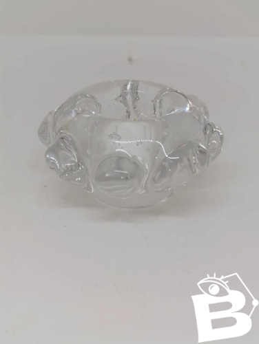 petit bougeoir en cristal bullé signé Schneider france en bon etat