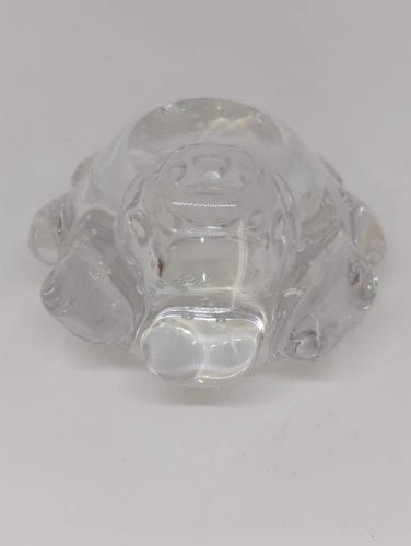 petit bougeoir en cristal bullé signé Schneider france en bon etat