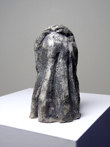 Petit buste d'homme Raku d'art émaillé vintage signé