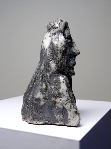 Petit buste d'homme Raku d'art émaillé vintage signé