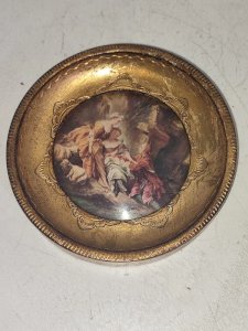 petit cadre ancien avec image en fond style 18-19eme en bon etat