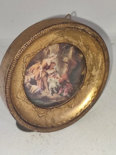 petit cadre ancien avec image en fond style 18-19eme en bon etat