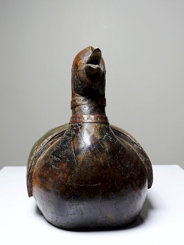 Petit canard en bois sculpté laiton et cuivre artisanat Indien vintage