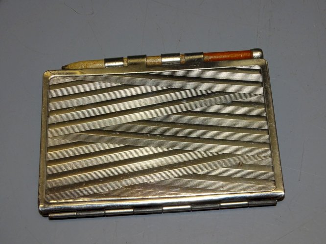 -PETIT CARNET ART DECO METAL Chromé CADEAU CAFE DE LA GARE COGNAC G BODARD  D