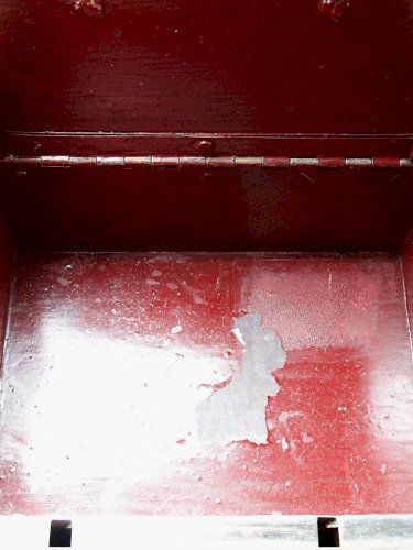 Petit coffre fort portable/caisse ancienne XIXe-XXe métal argenté