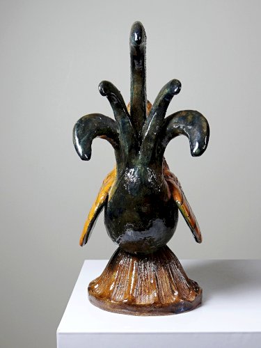 Petit coq décoratif en céramique émaillé artisanale art populaire