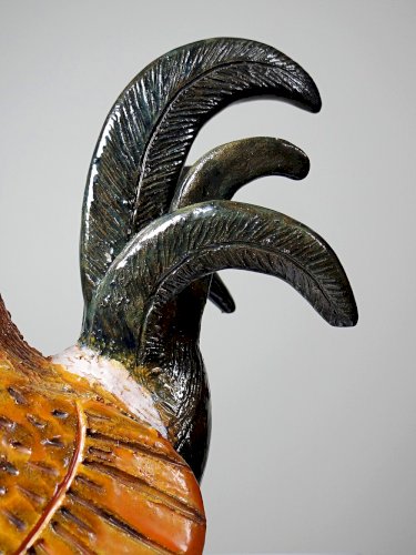 Petit coq décoratif en céramique émaillé artisanale art populaire