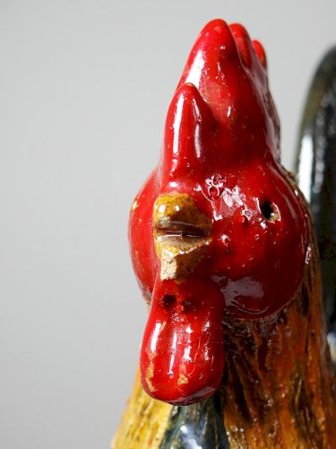 Petit coq décoratif en céramique émaillé artisanale art populaire