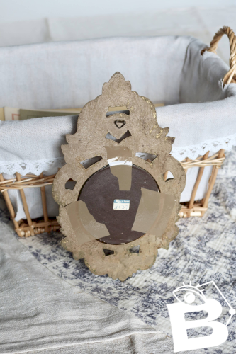 Petit miroir ancien doré baroque – Bois sculpté style vénitien