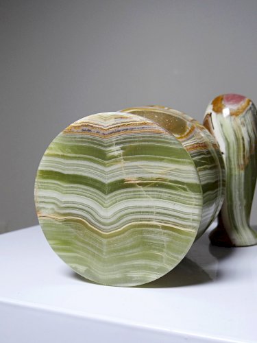 Petit mortier & pilon onyx vert naturel du Pakistan vintage