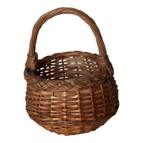 Petit panier vintage en osier tressé à la main – Panier à œufs rustique