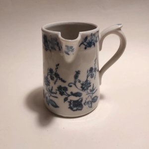 Small jug, porcelain milk pot with offset handle, Sainte Uze?