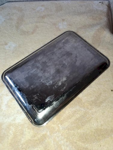 petit plat ancien en metal argenté style tressé en bon etat