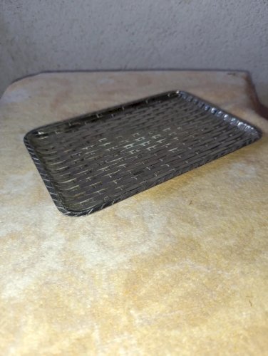 petit plat ancien en metal argenté style tressé en bon etat