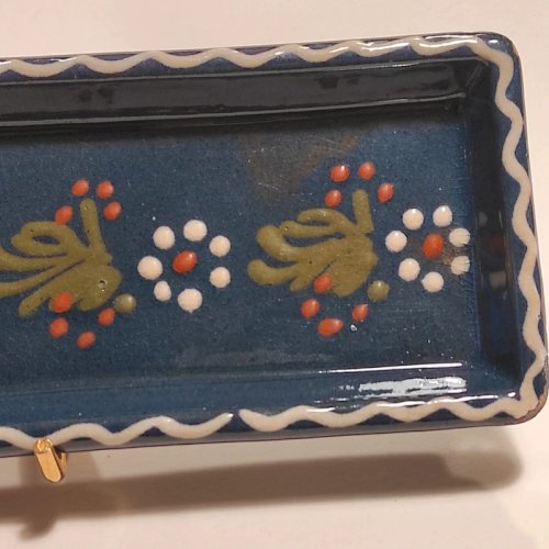 Petit plat ou repose cuillère en céramique artisanale Friedmann, Alsace